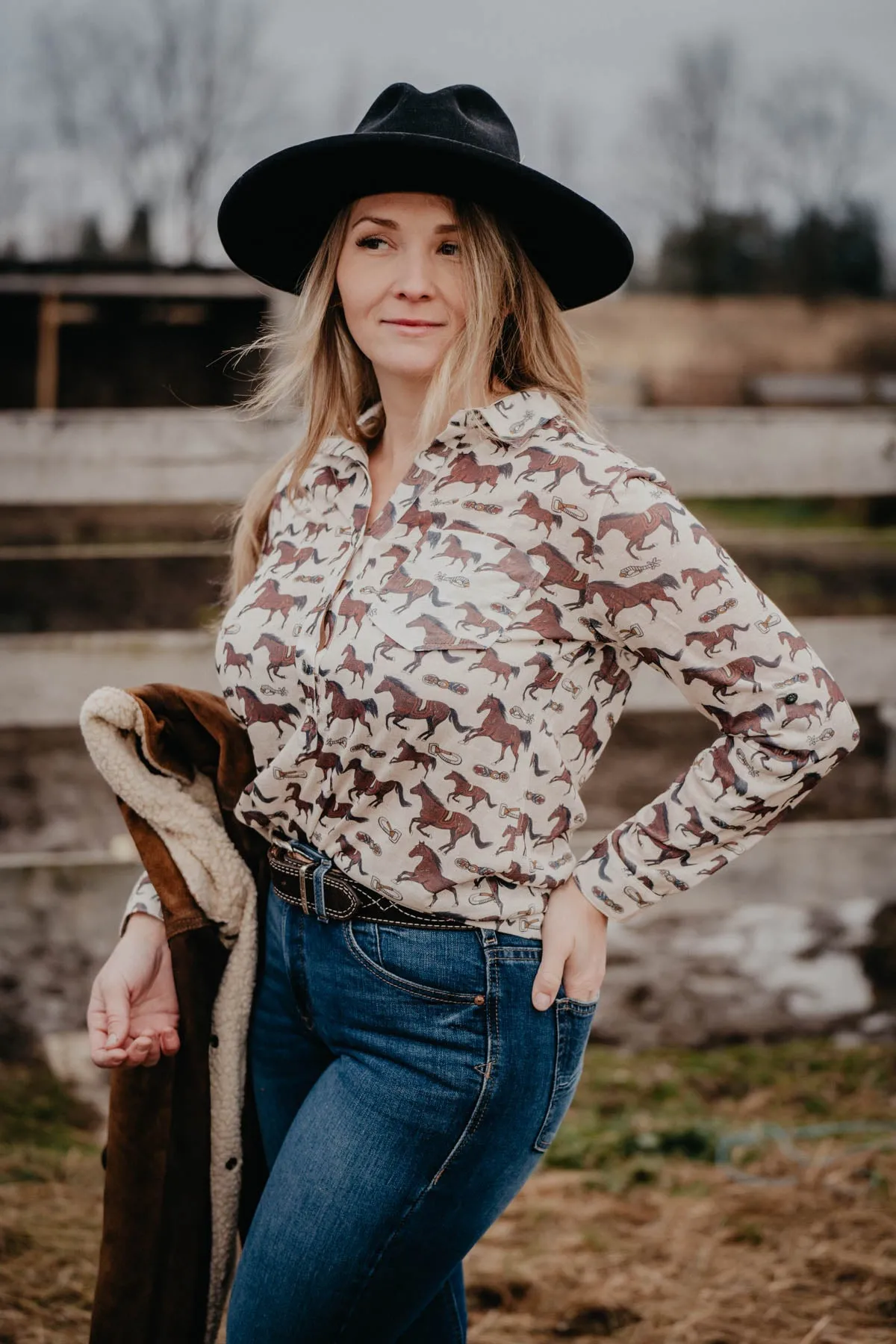 'Old Town' Horse Print Shirt by Tasha Polizzi (S-L)