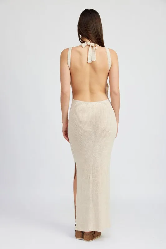 Open Back Halter Neck Maxi Dress.