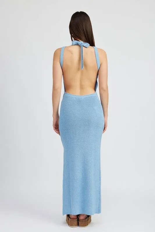 Open Back Halter Neck Maxi Dress.