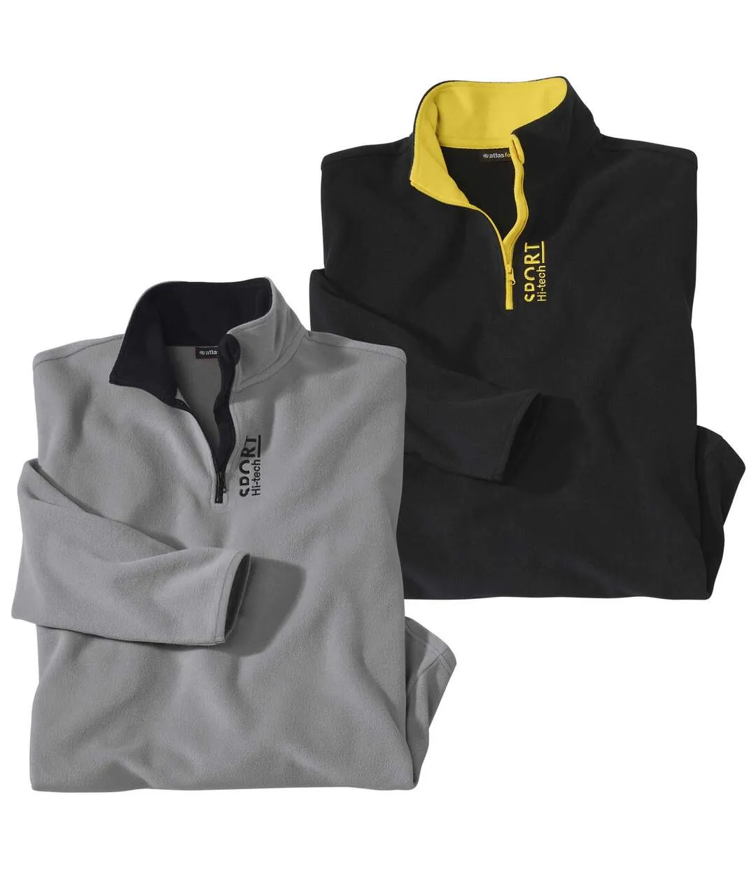 2-Pack Men's Microfleece Jumpers in Grey and Black.