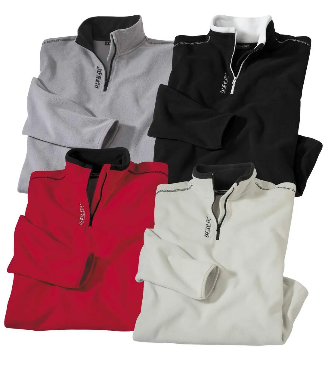 4-Pack Men's Half-Zip Microfleece Jumpers - Black, Pearl, Red, Grey