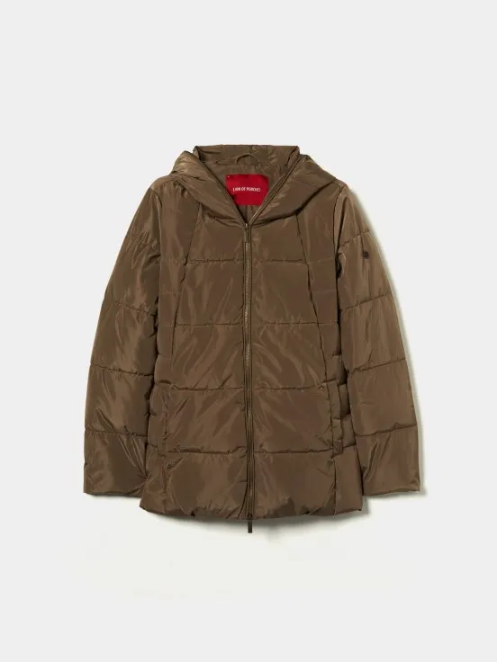 Puffer coat with attached hood