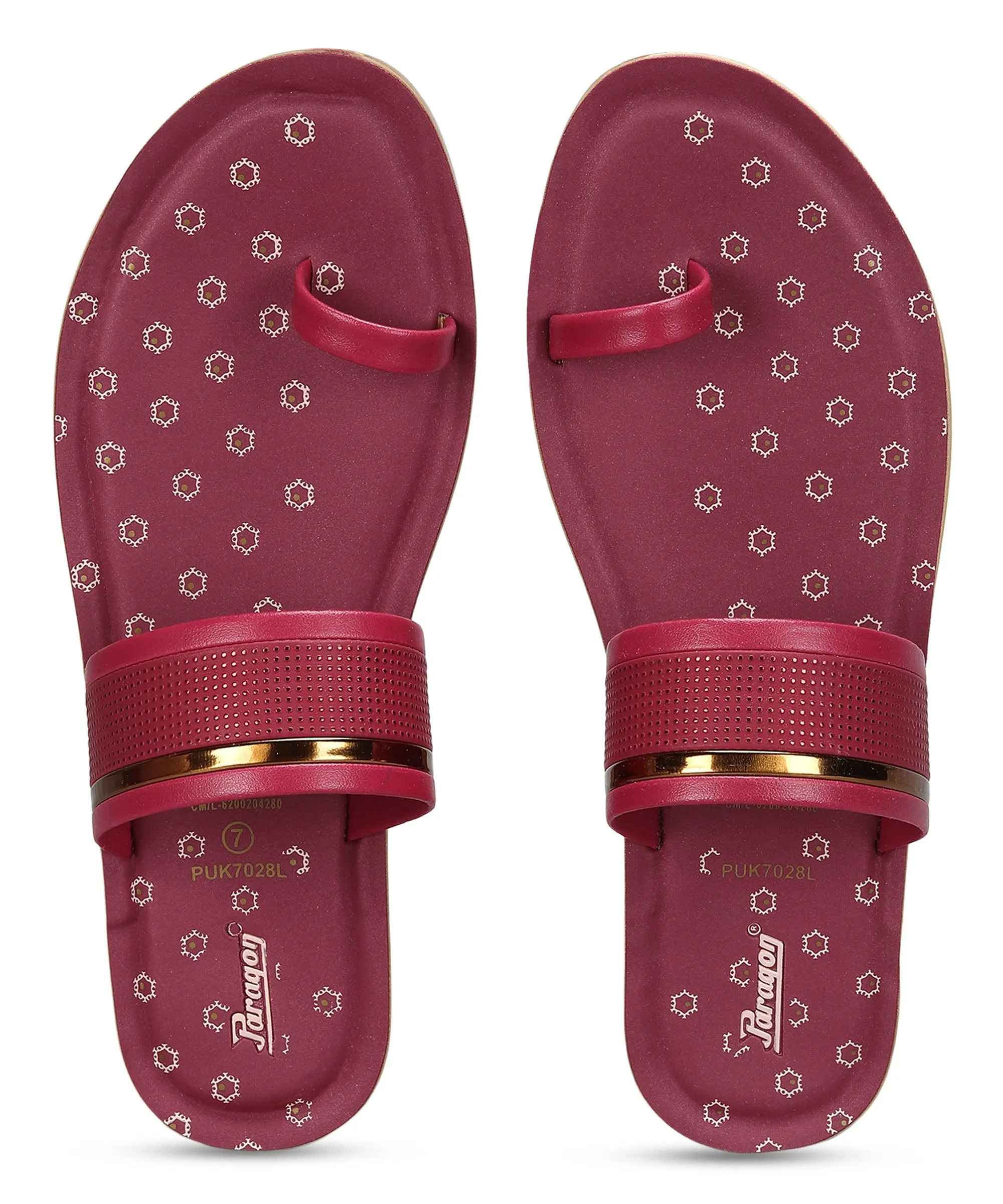 Paragon Women's Slip On Flat Maroon Sandals | Durable Dailywear Sandals