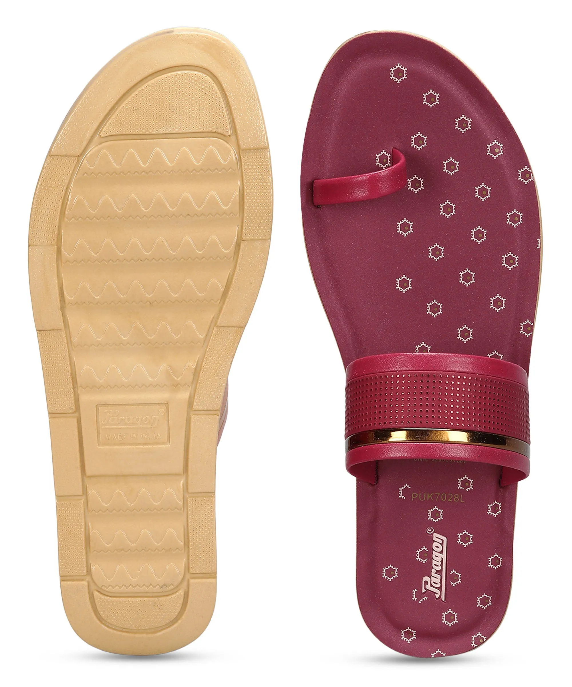 Paragon Women's Slip On Flat Maroon Sandals | Durable Dailywear Sandals