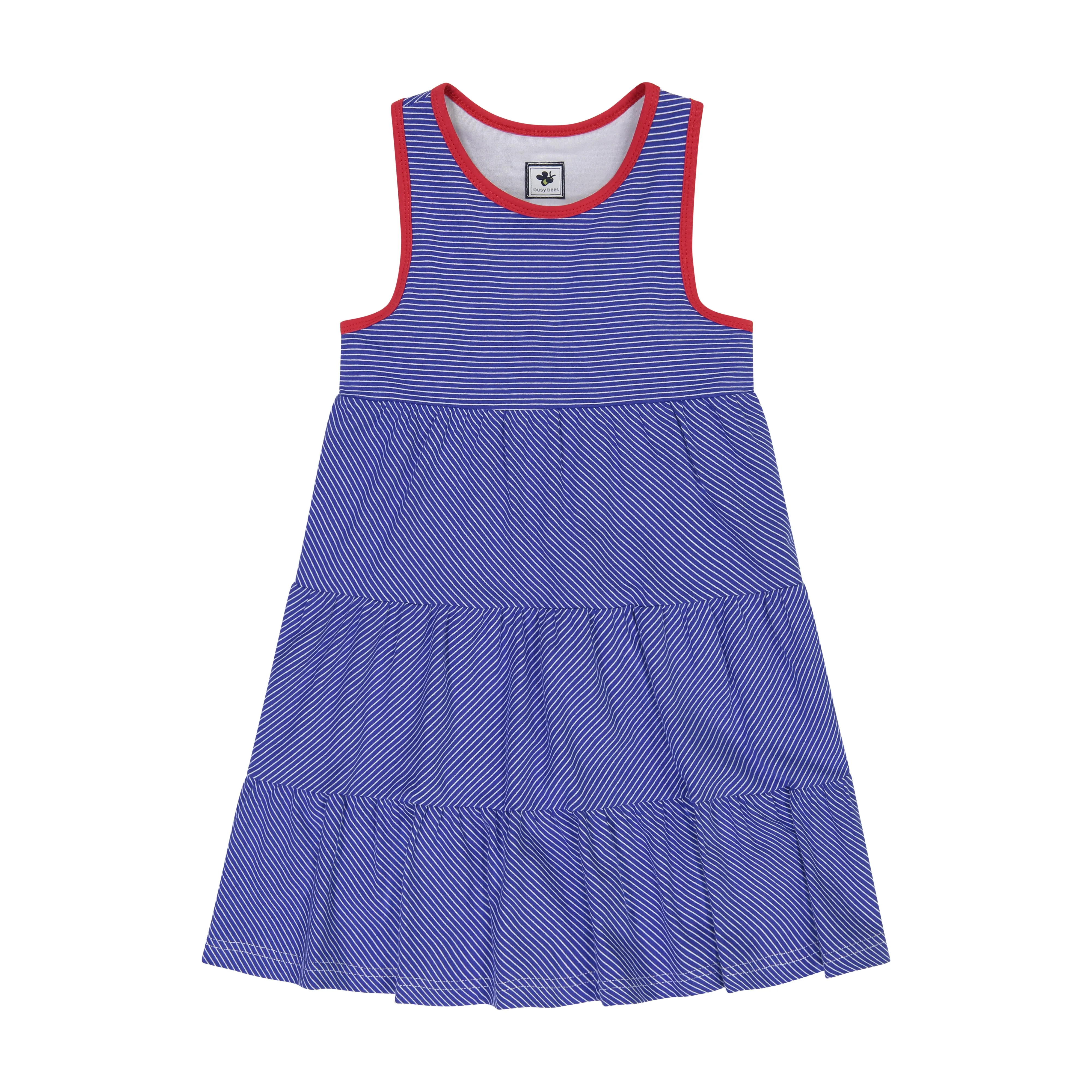 Parker royal blue stripe knit racerback dress.