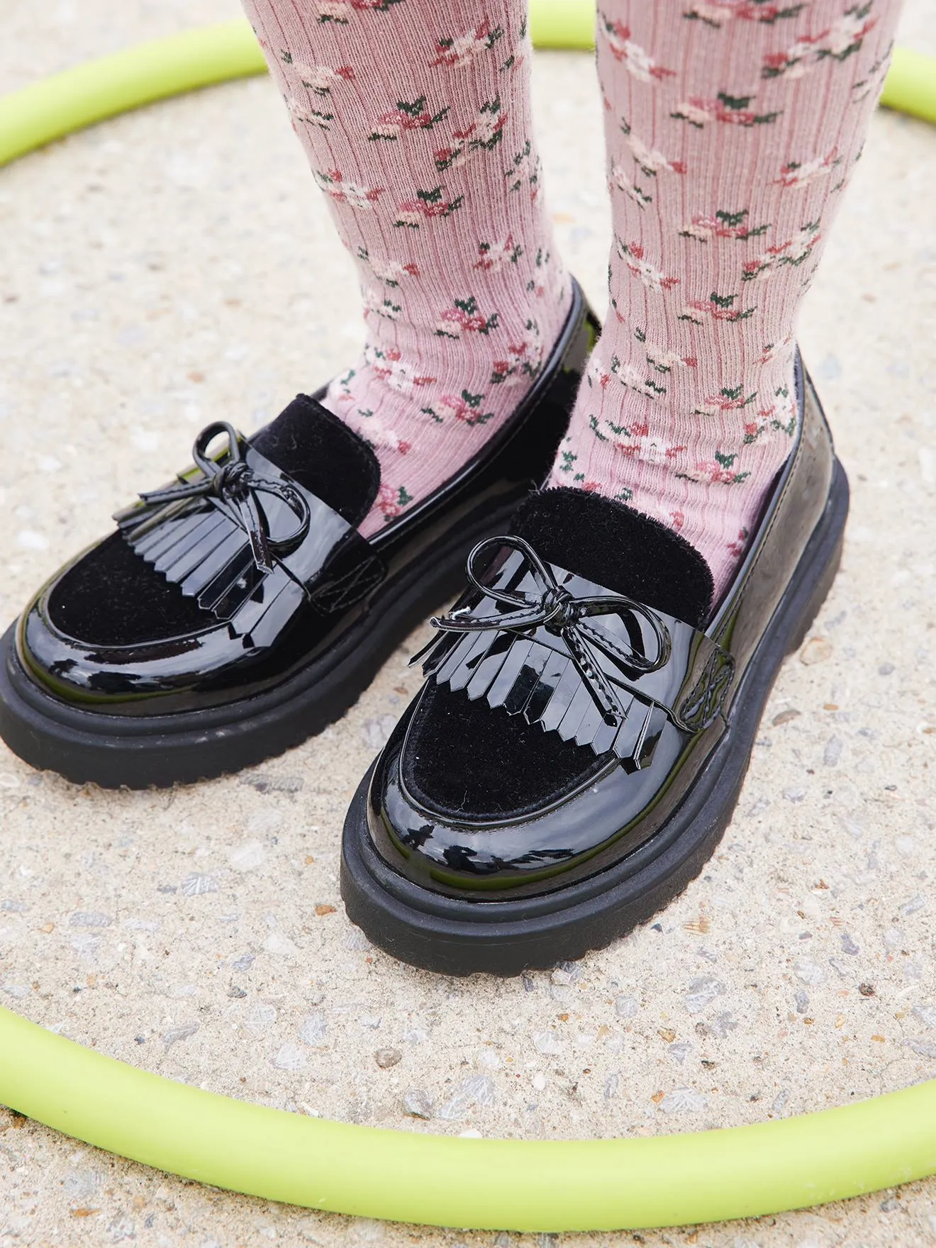 Patent Junior Moccasins in black