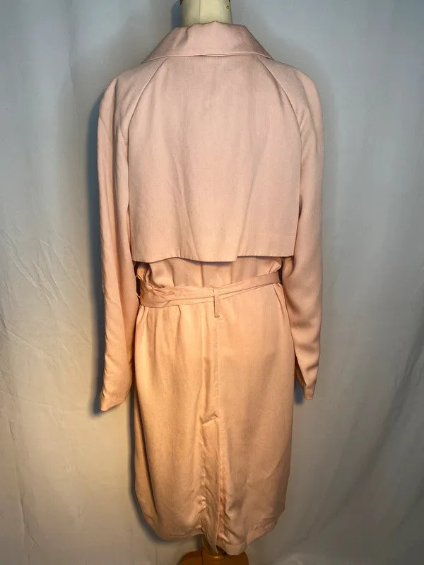 Peach Lightweight Long Trench Coat with Belt - Size 14 by Per Una