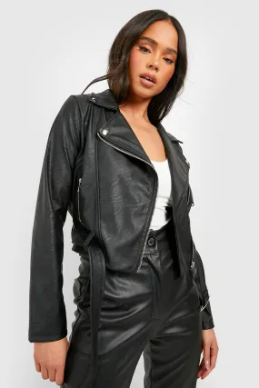 Petite Faux Leather Moto Jacket