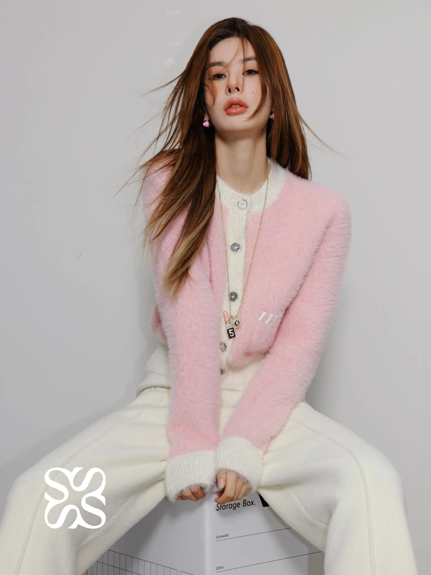 Pink And White Fake Fur Retro Coat