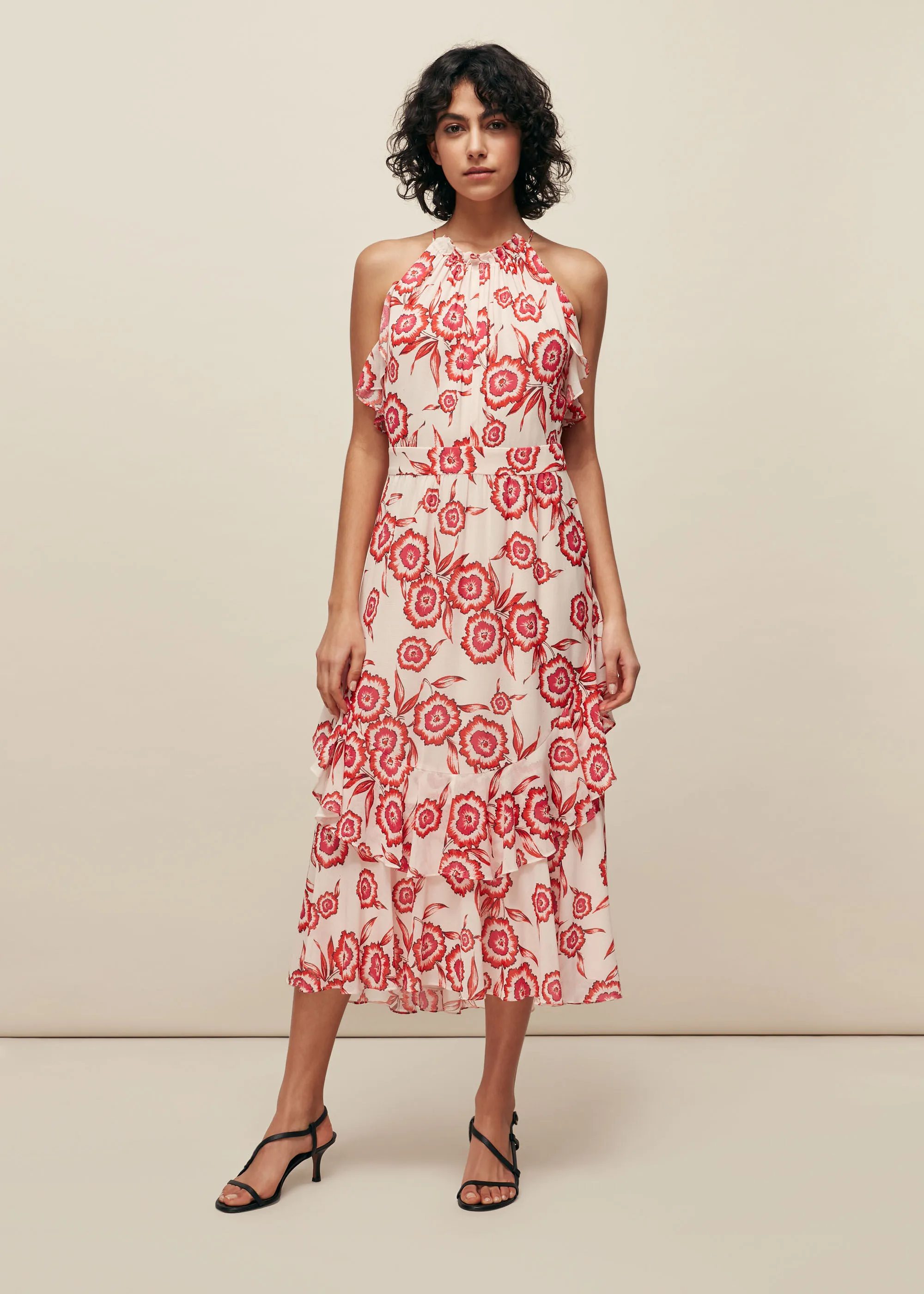 Pink Devina Diagonal Floral Dress