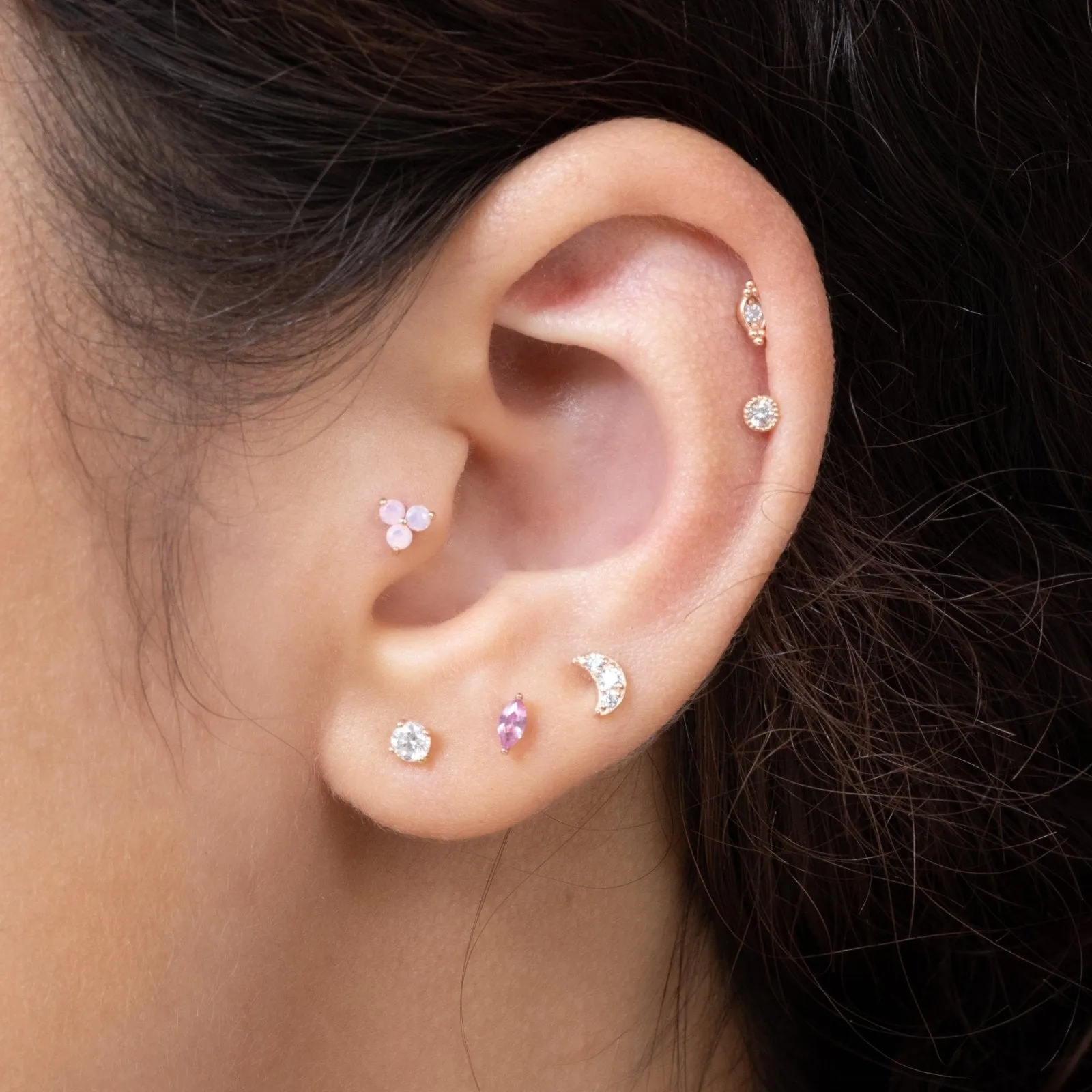 Pink Opal Cluster Earring