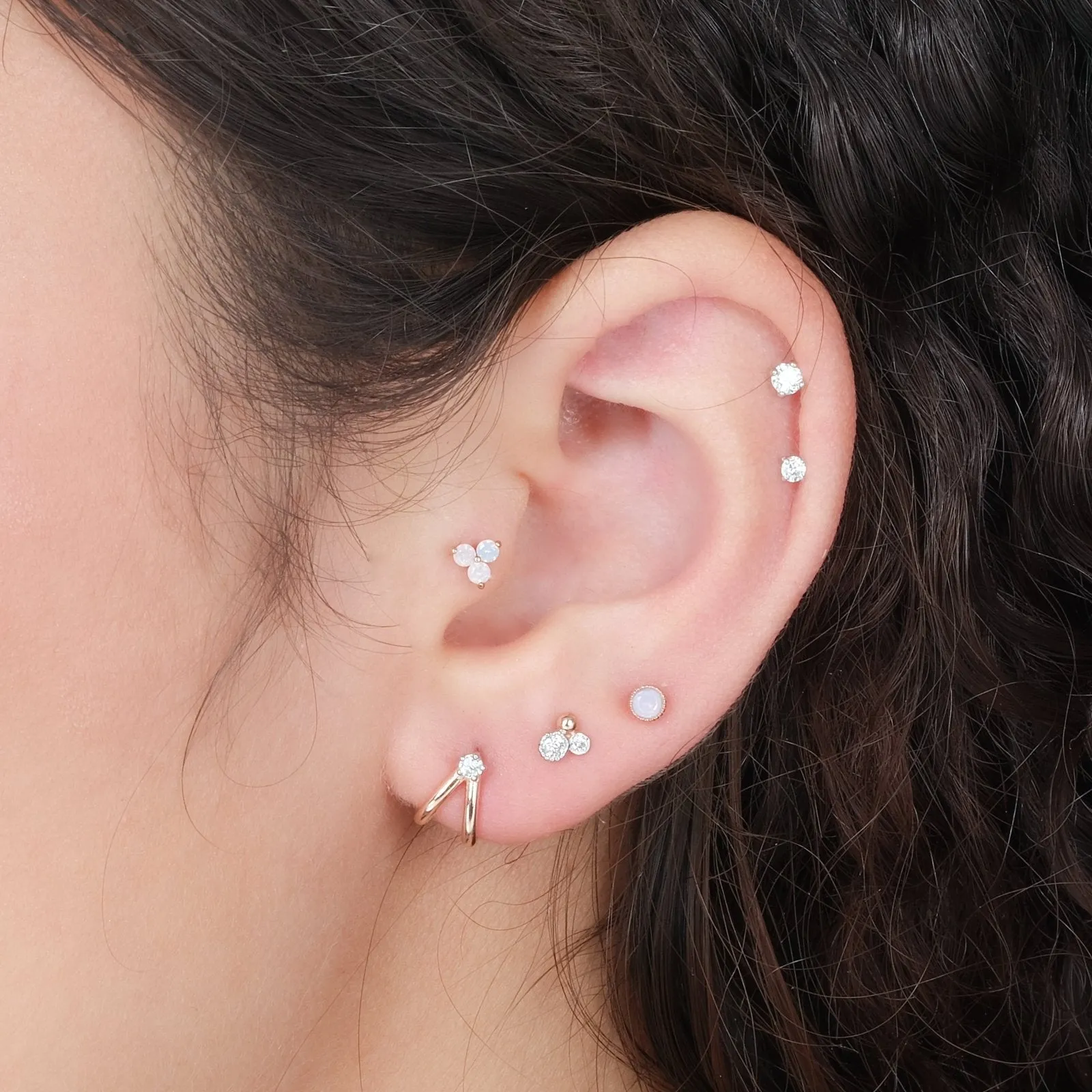 Pink Opal Cluster Earring