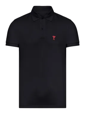 Pique polo shirt: Ribbed knit polo shirt