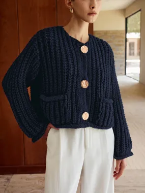 Plain Button Knit Cardigan