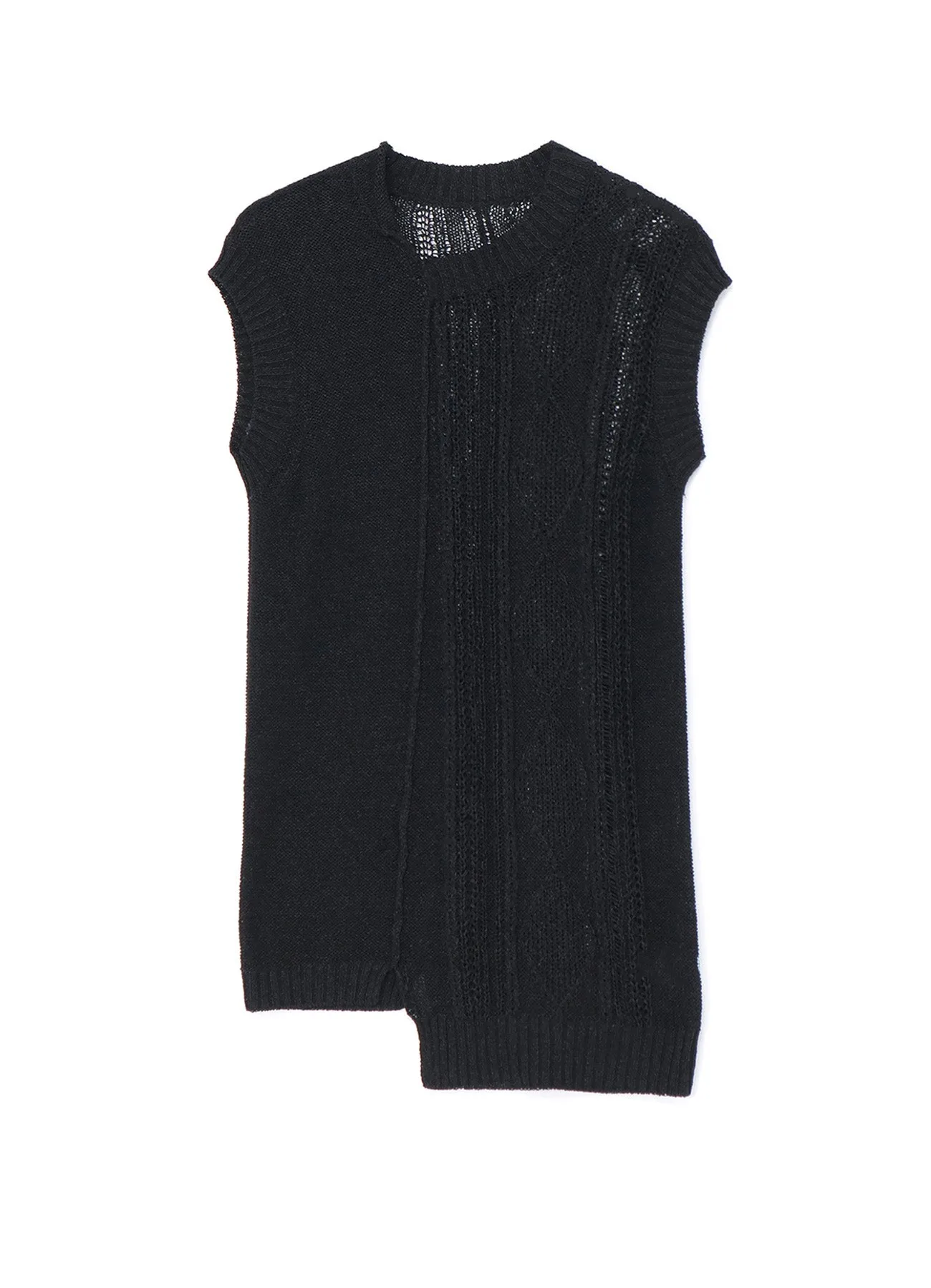 PLAIN STITCH x CABLE KNIT SLEEVELESS PULLOVER