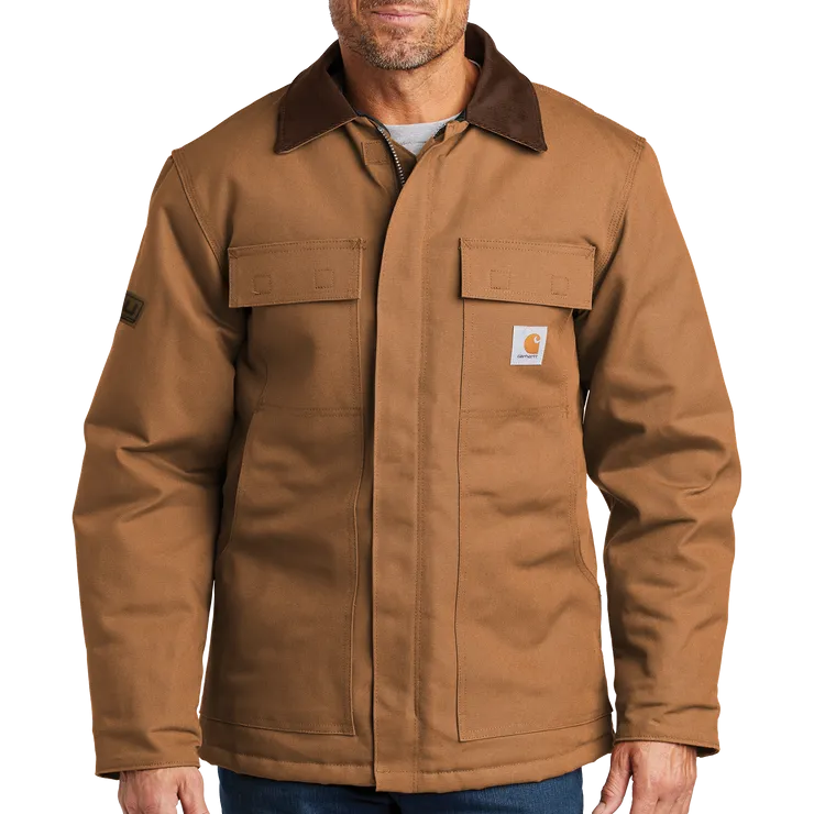 Pleather Mono Patch Traditional Carhartt Duck Coat