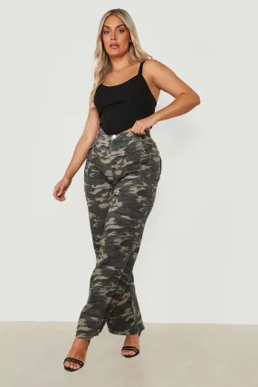 Plus Camo Print Cargo Jeans