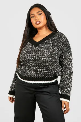 Plus Size Chunky V Neck Jumpers and Cardigans at boohoo