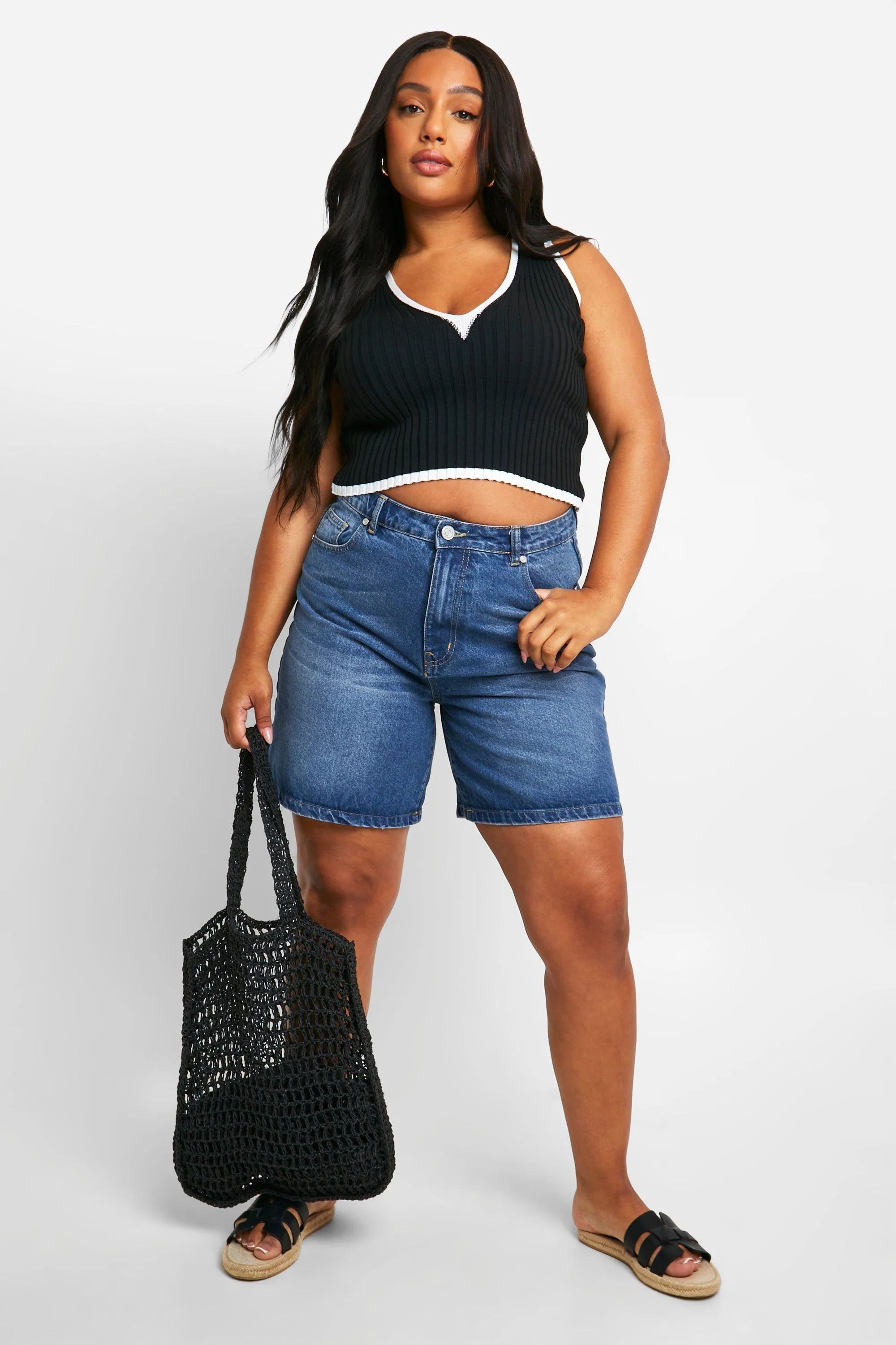 Plus Size V Neck Knitted Crop Top - Jumpers, Cardigans | boohoo