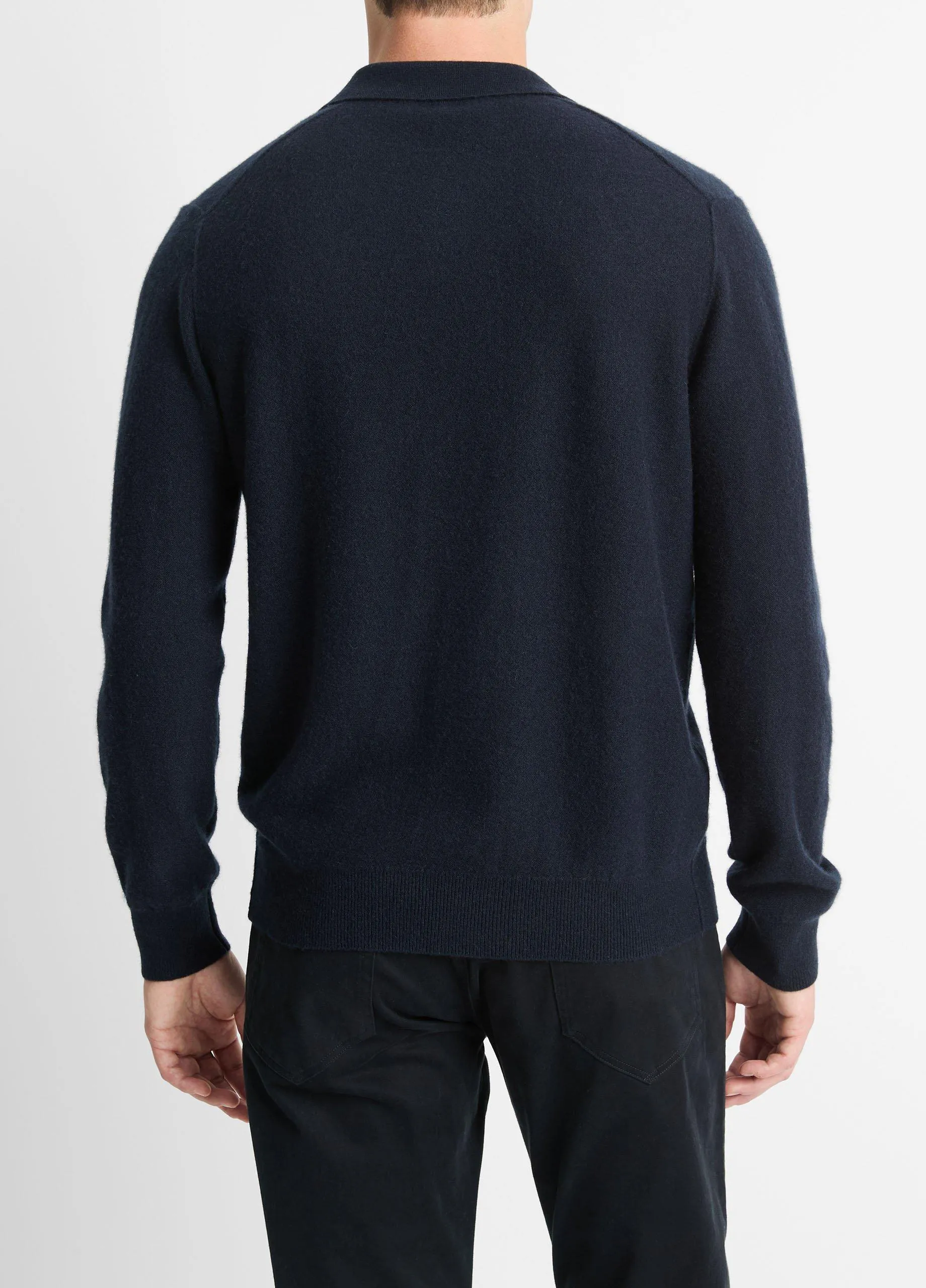 Plush Cashmere Johnny-Collar Polo