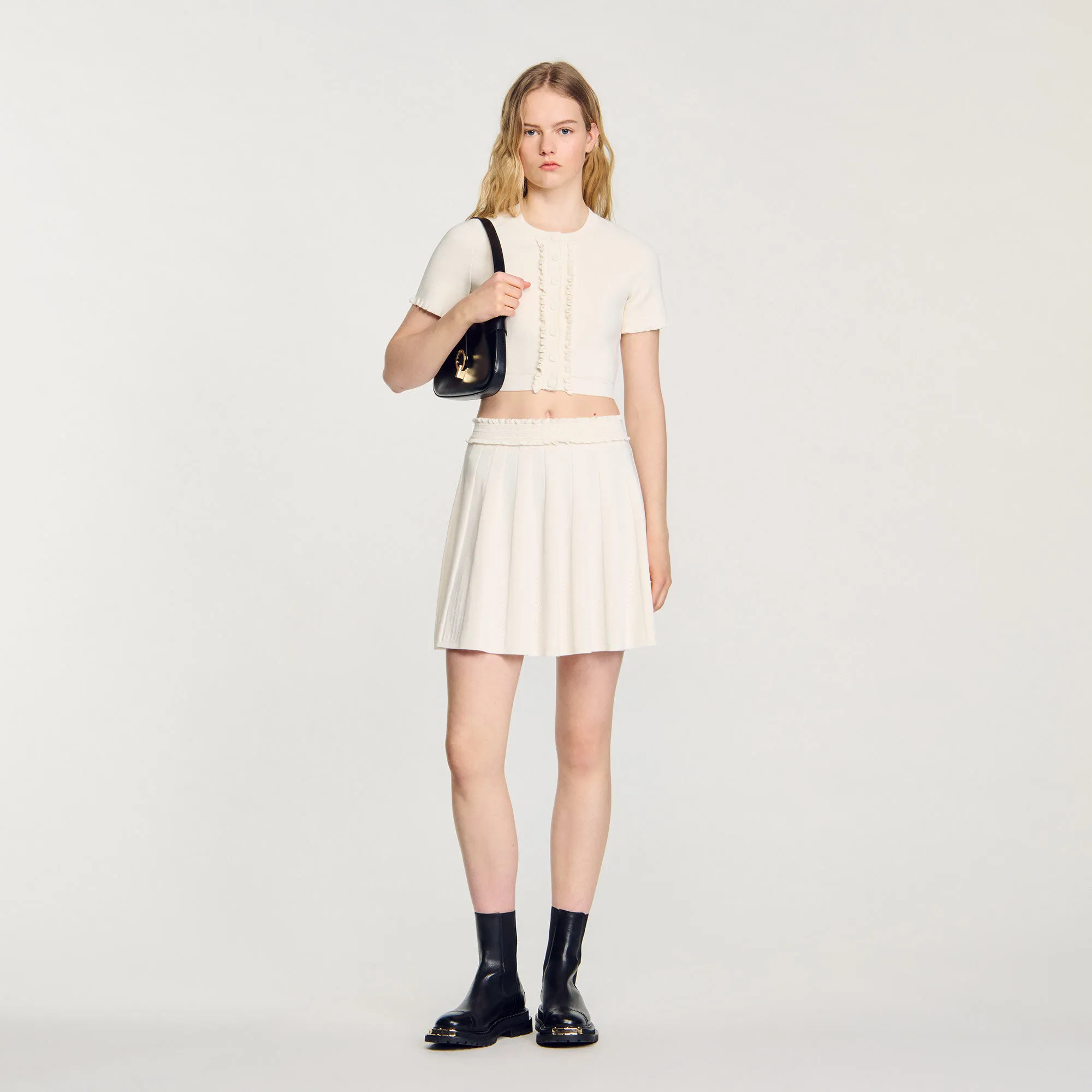 Pointelle knit skirt