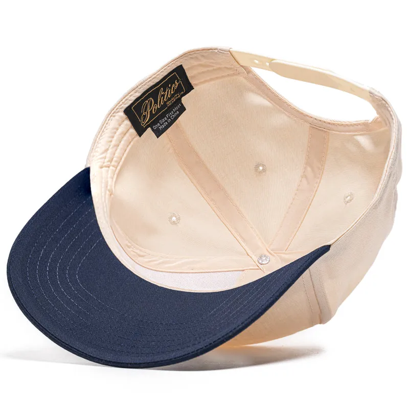 Politics A-Frame Snapback Hat - Natural/Navy