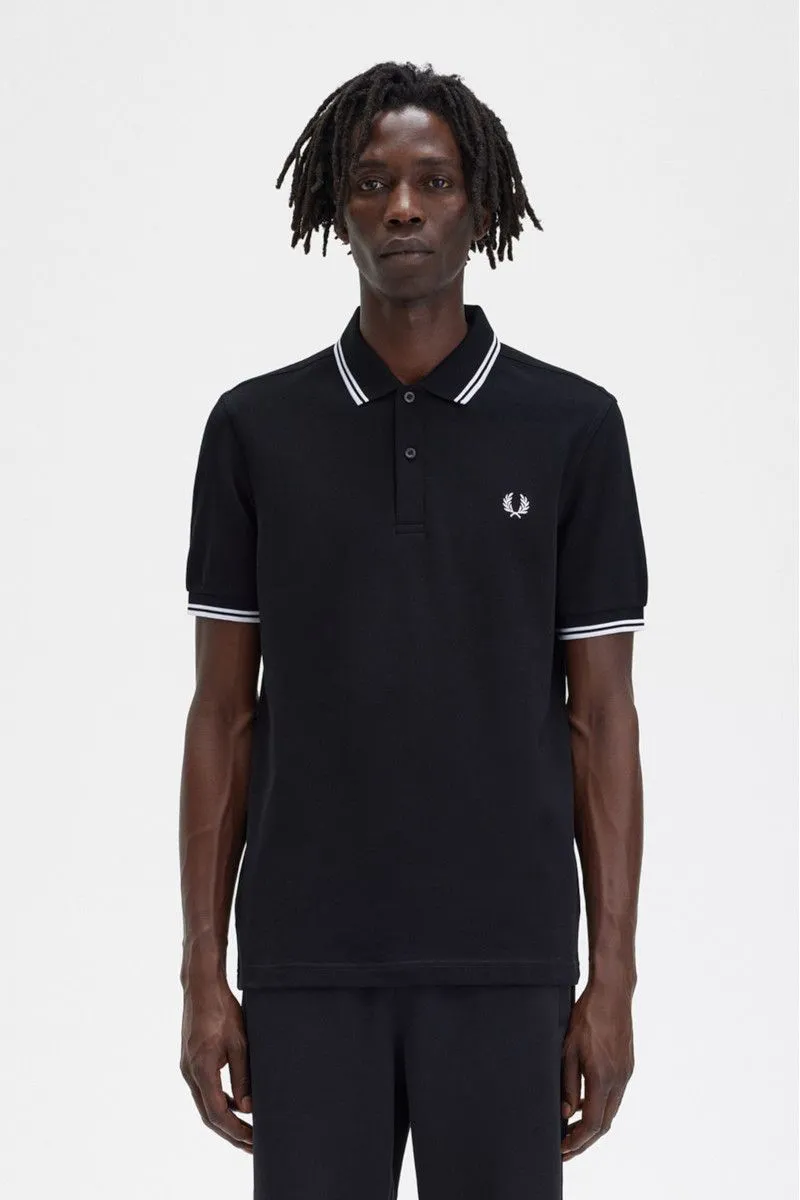 Stylish Black Double Line Men's Polo