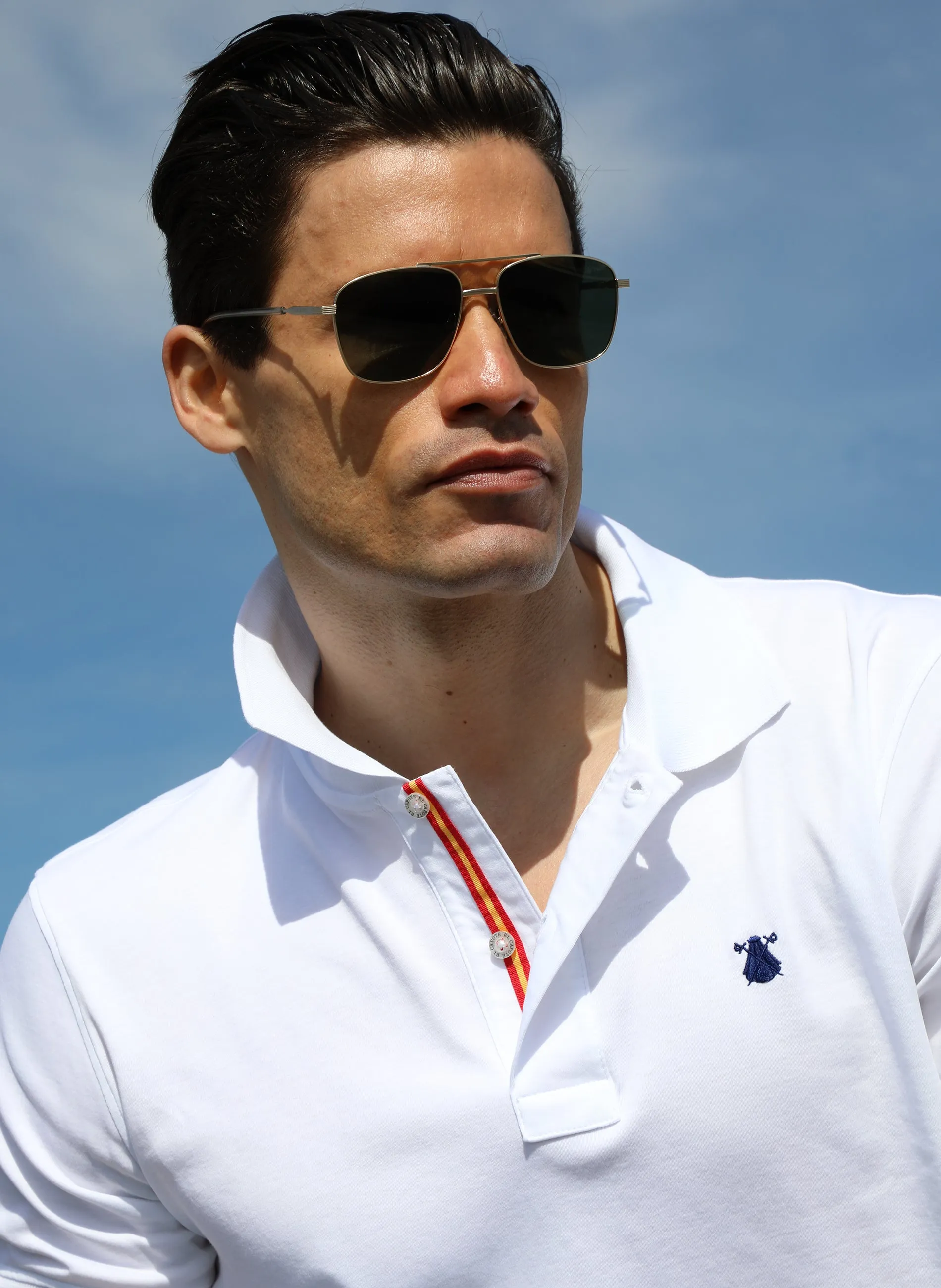 Polo Hombre Blanco Espana Interlock