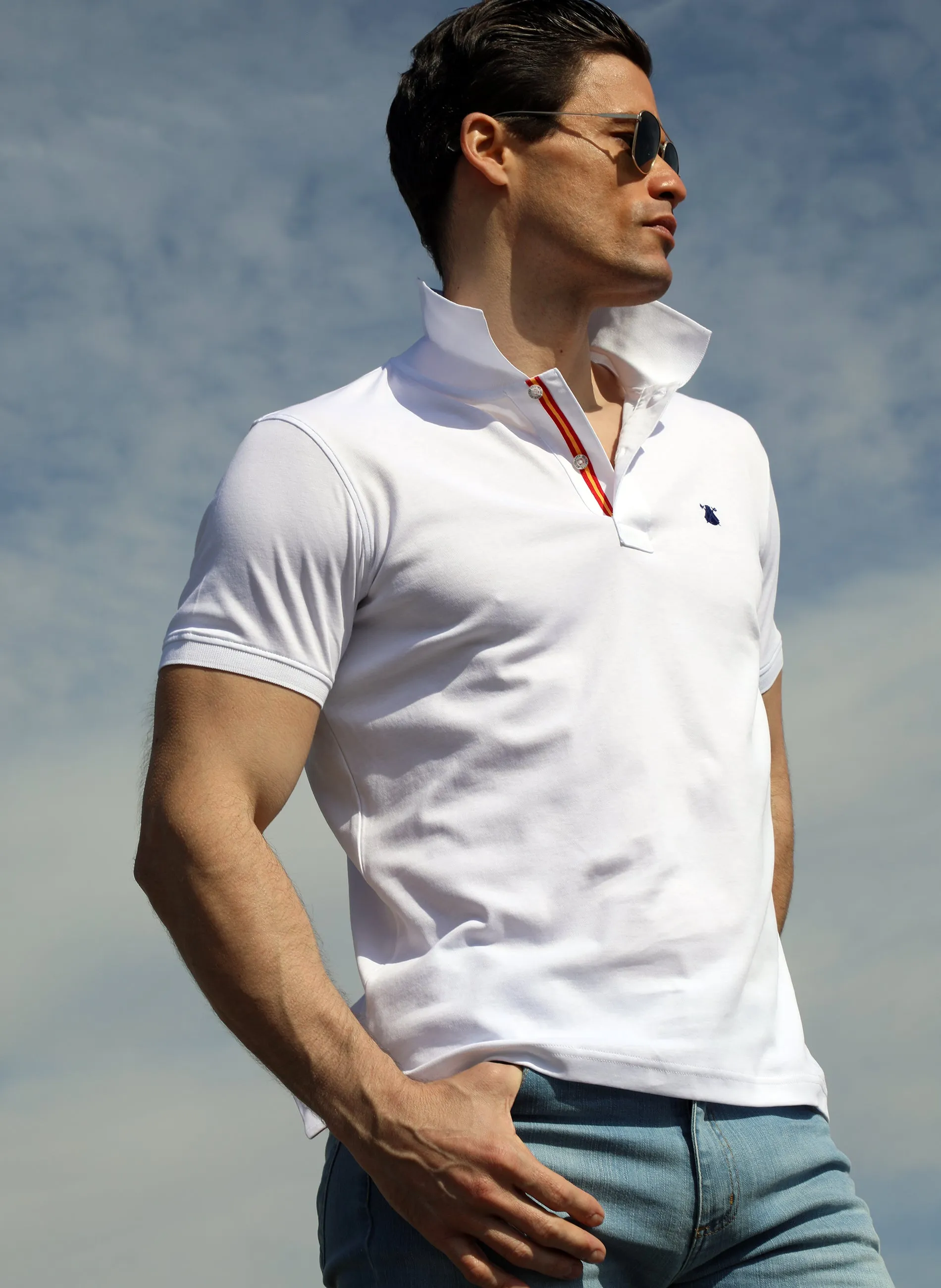 Polo Hombre Blanco Espana Interlock