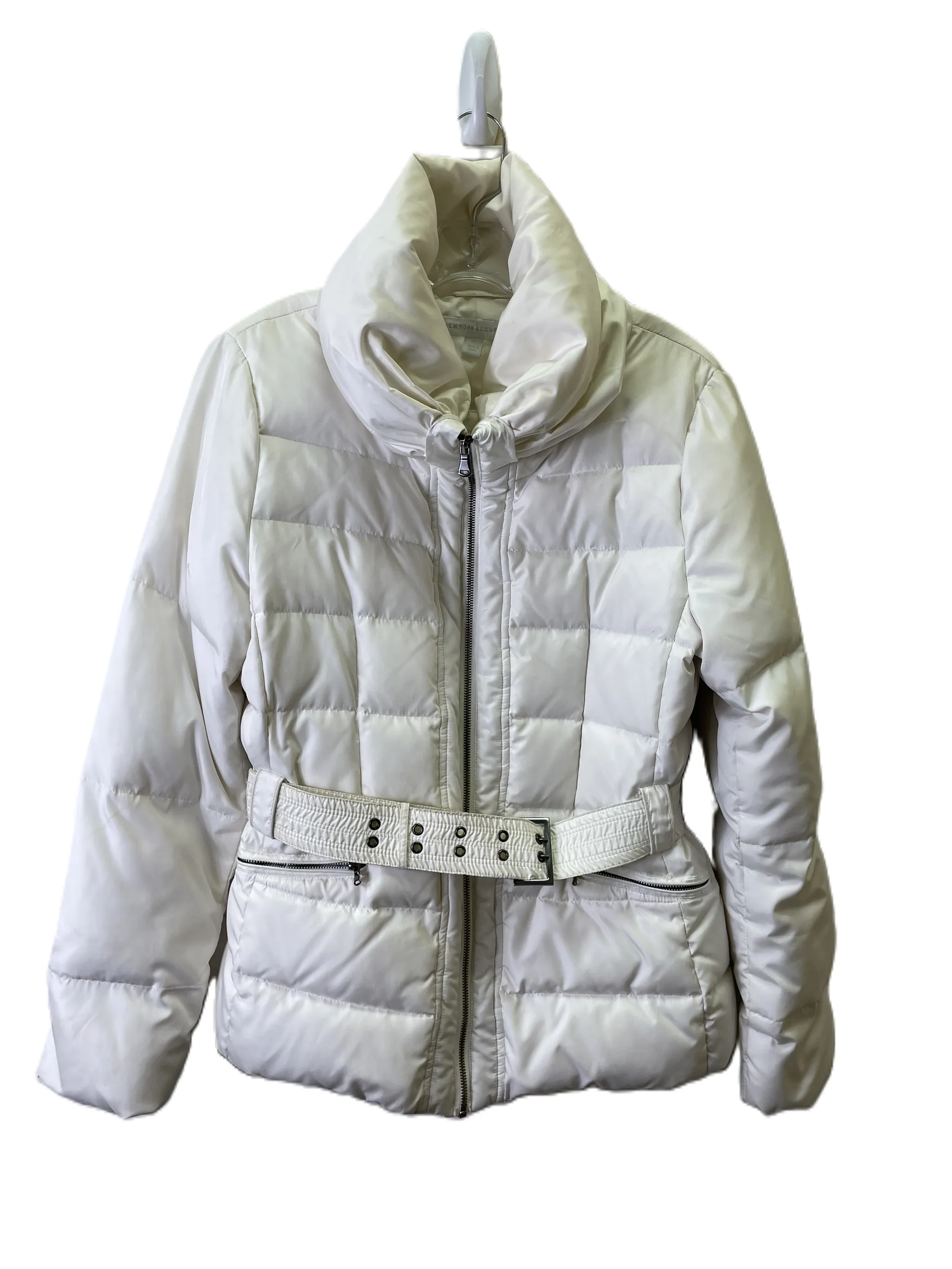 Puffer Coat Quilted By New York And Co In White, Size L