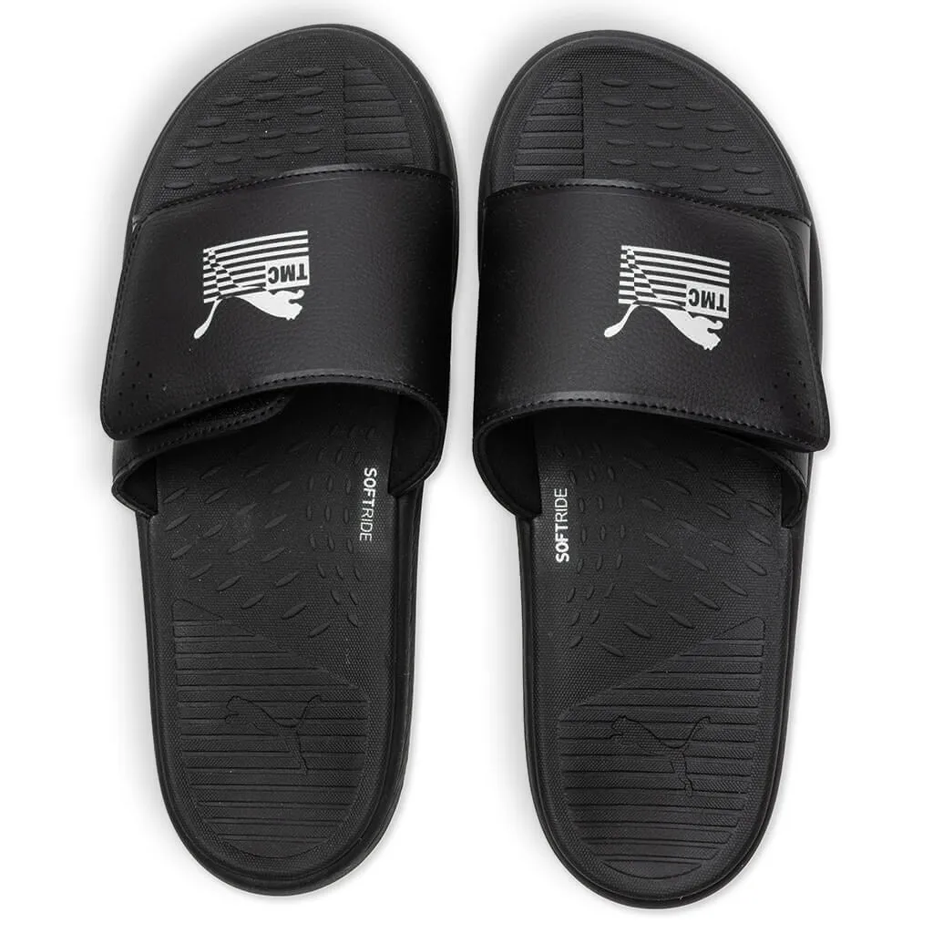 Puma x TMC SoftRide Slides Black White