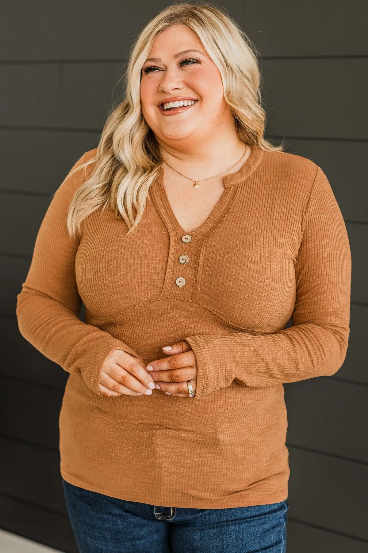 Camel Knit Top with Pure Hearts