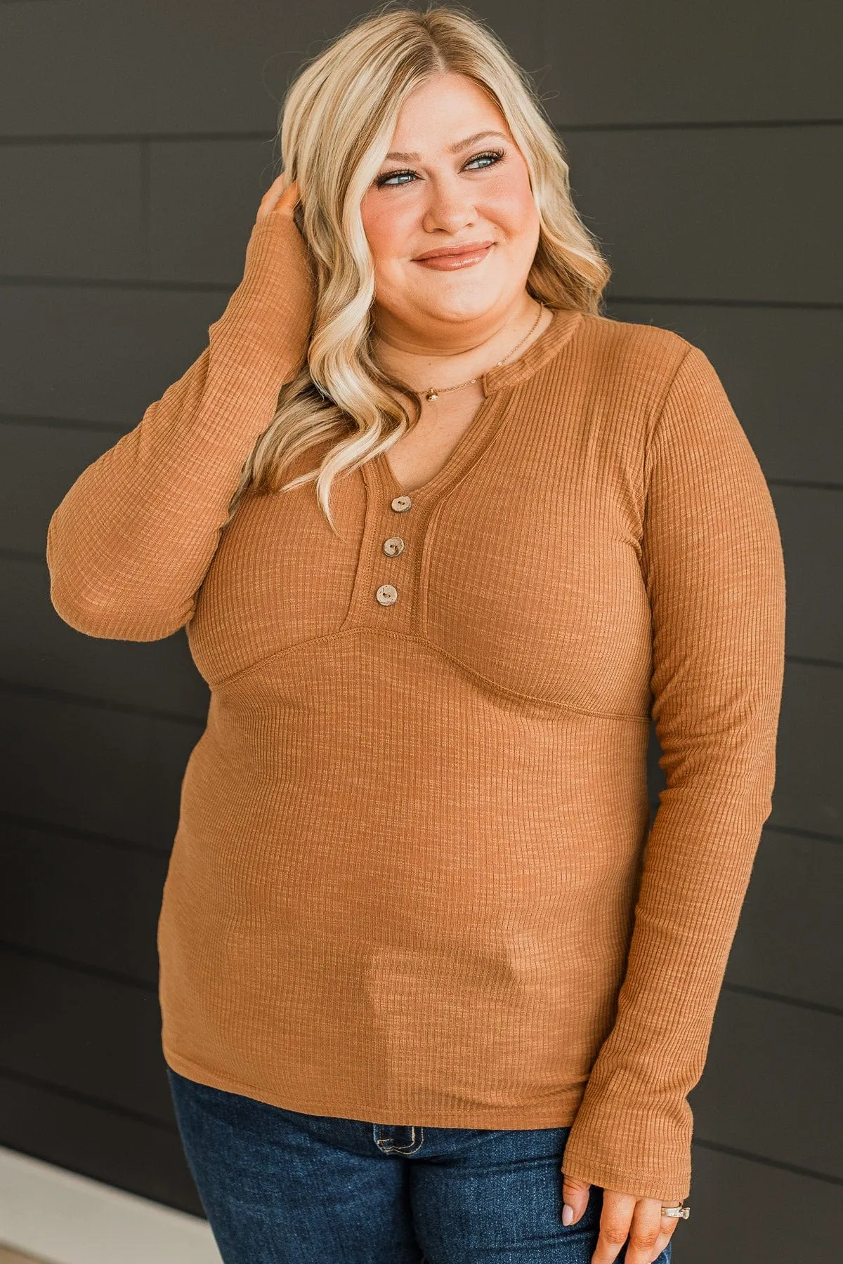 Camel Knit Top with Pure Hearts