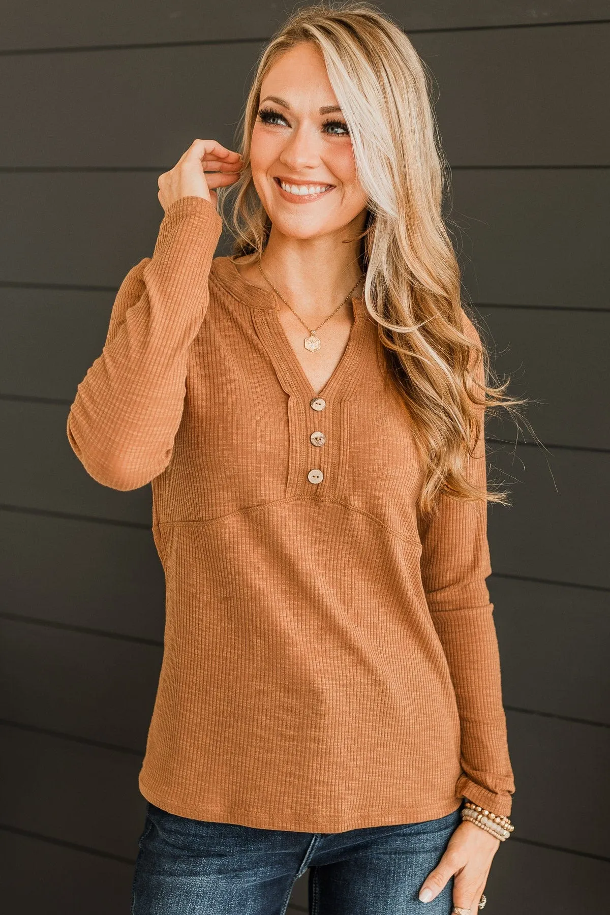 Camel Knit Top with Pure Hearts