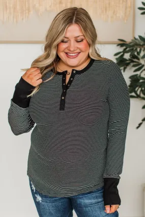 Chic Black Striped Knit Top