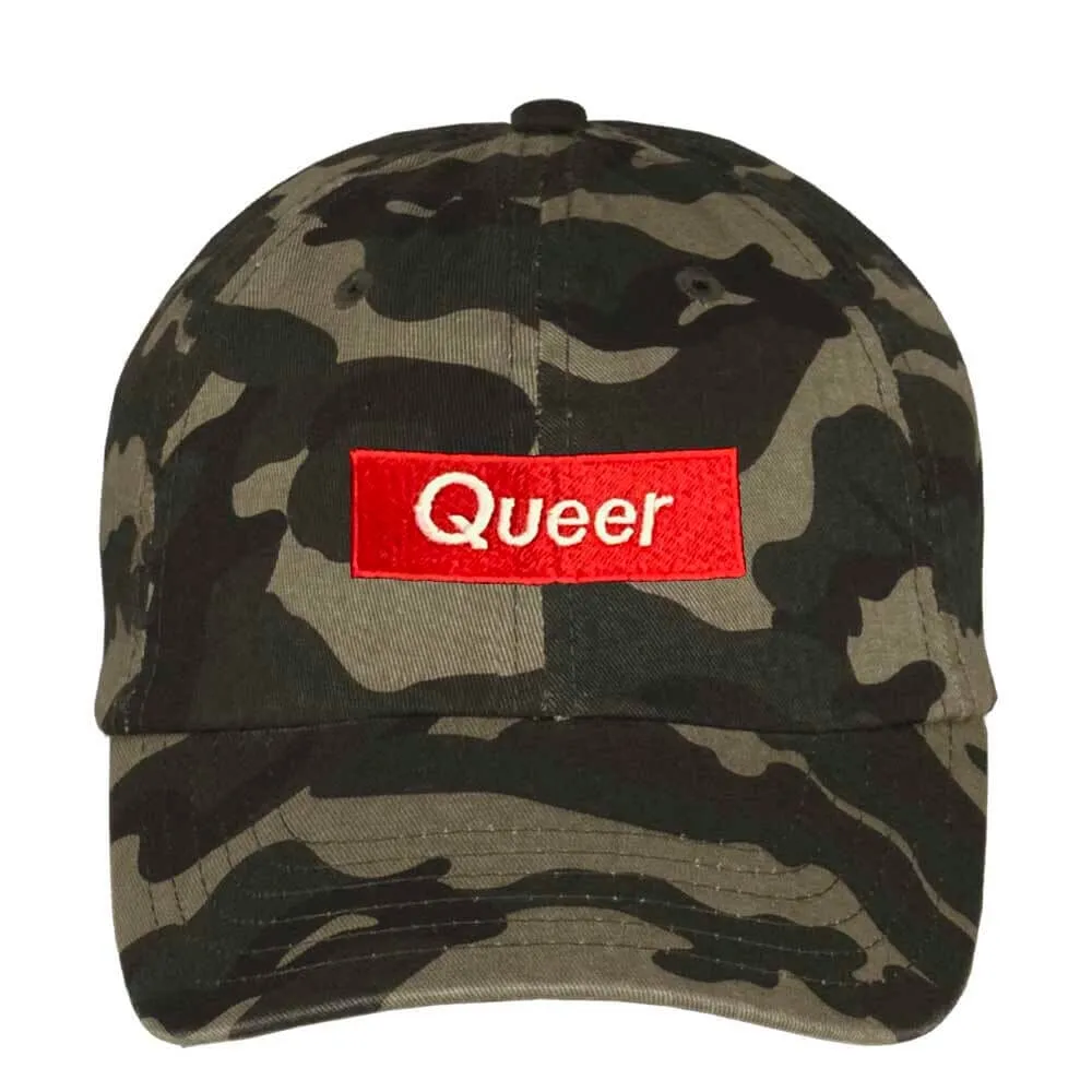 LGBTQ+ Camo Twill Dad Hat supporting The Trevor Project