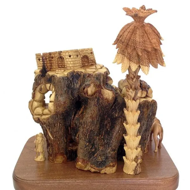 Rare and Unique Nativity Scene Set, 21 Wooden Art Sculpture