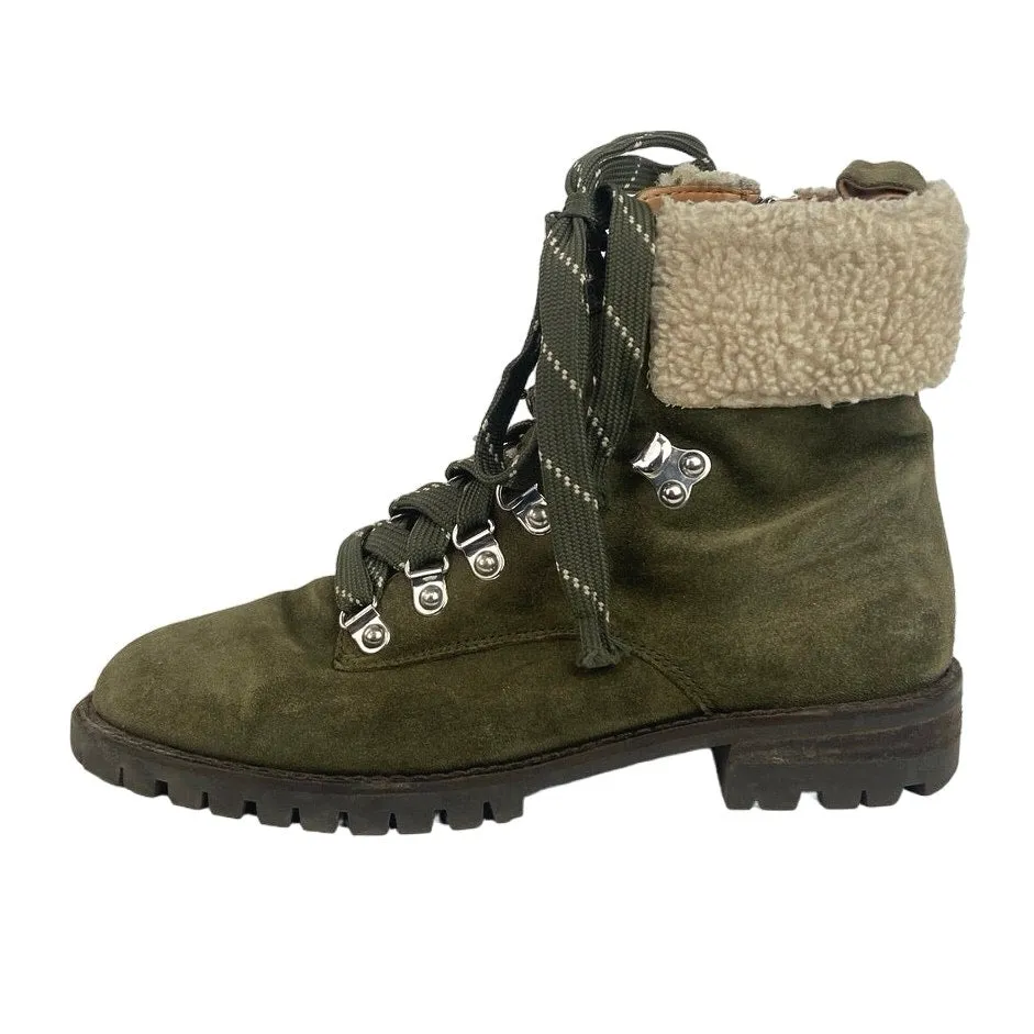 Rebecca Minkoff Jaylin Olive Green Suede Lace-Up Combat Hiking Boots Size 7.5M