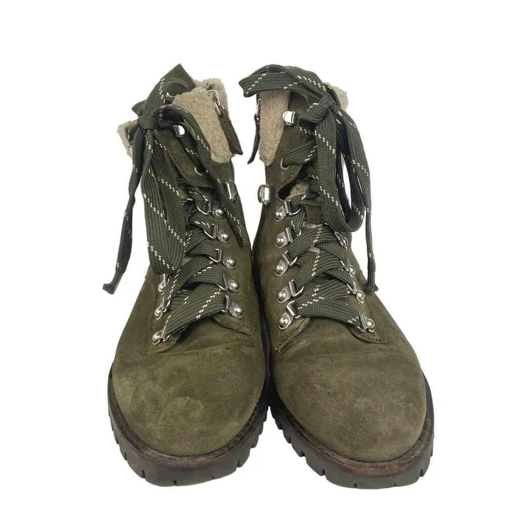 Rebecca Minkoff Jaylin Olive Green Suede Lace-Up Combat Hiking Boots Size 7.5M