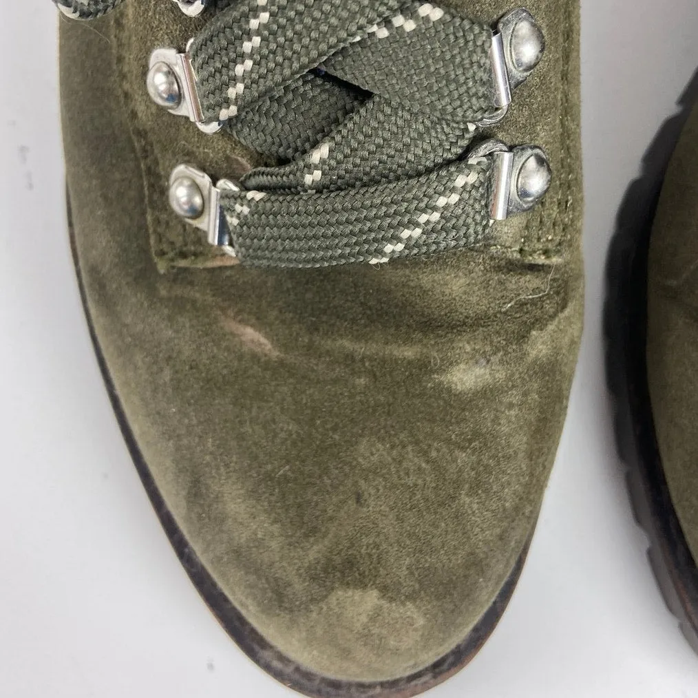 Rebecca Minkoff Jaylin Olive Green Suede Lace-Up Combat Hiking Boots Size 7.5M