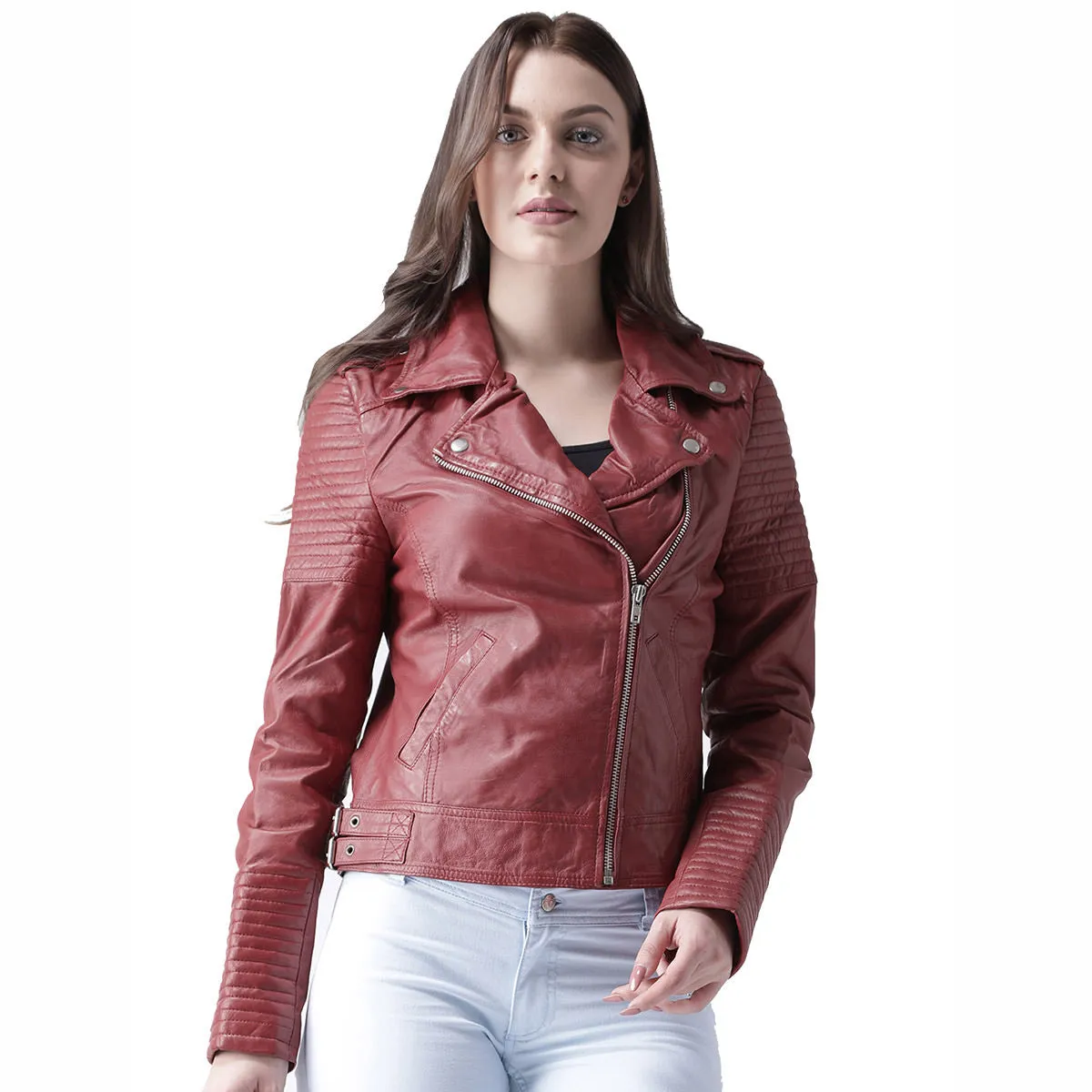 Red Ladies Biker Jacket