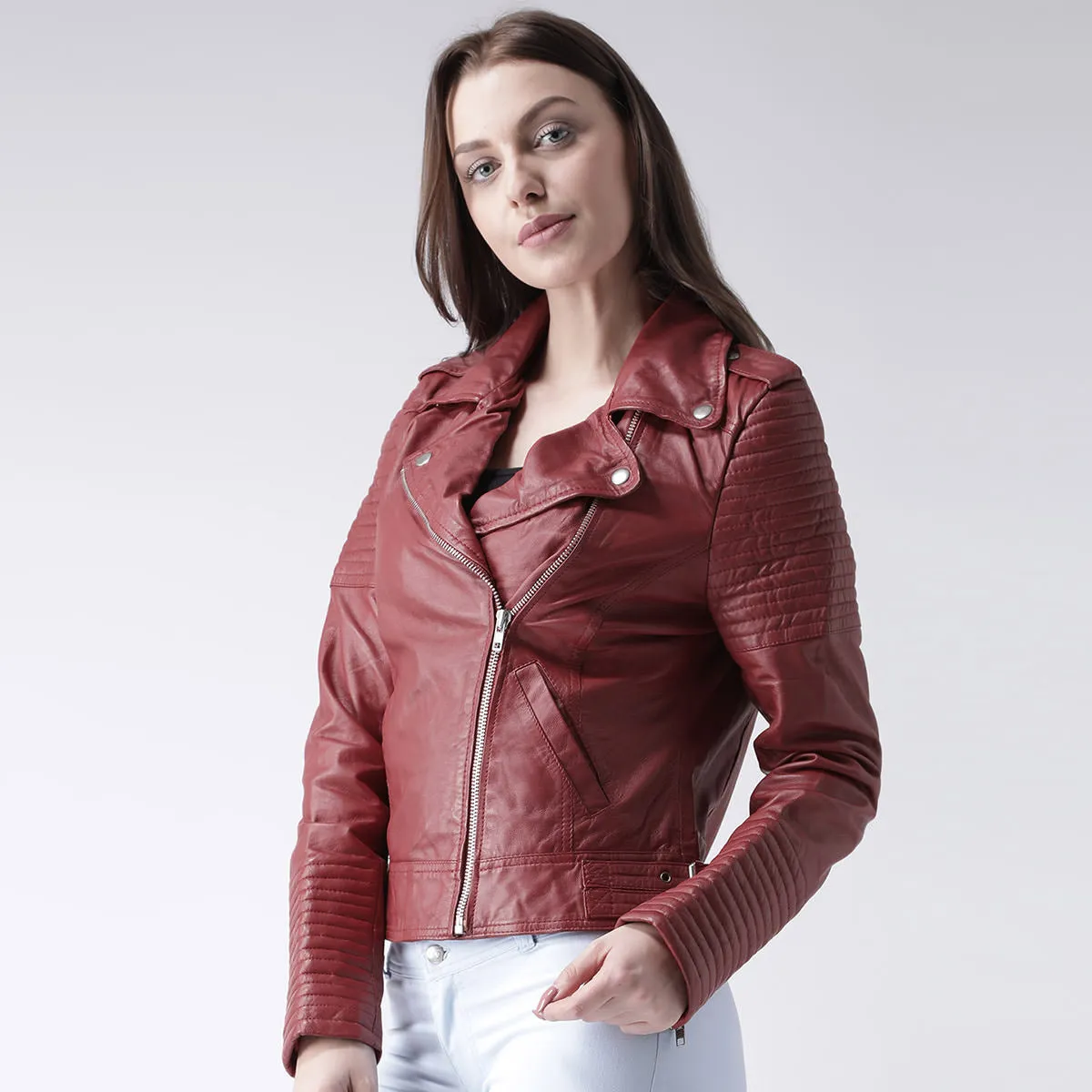 Red Ladies Biker Jacket