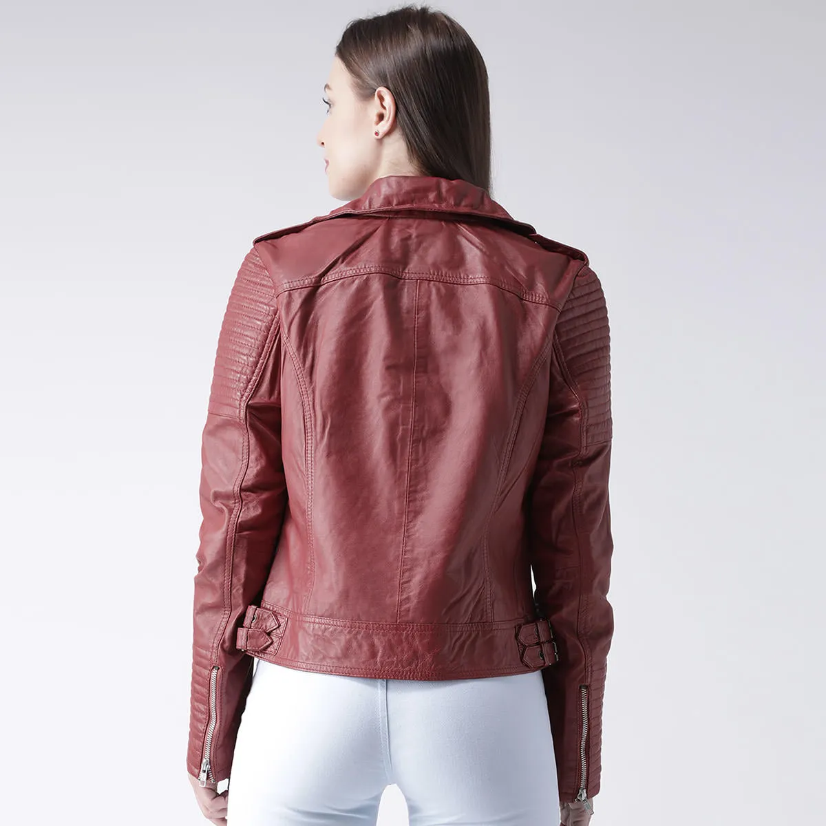 Red Ladies Biker Jacket