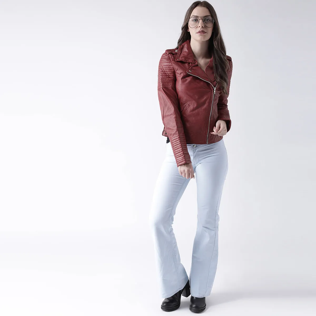 Red Ladies Biker Jacket