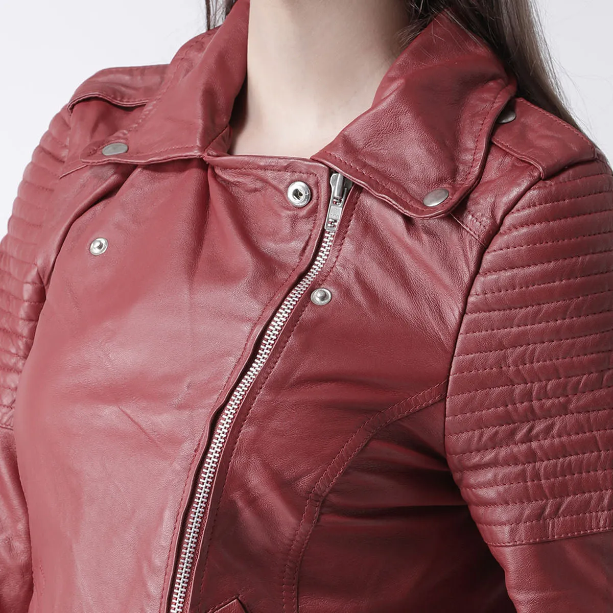 Red Ladies Biker Jacket