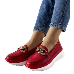 Red moccasins with Vinceza chain