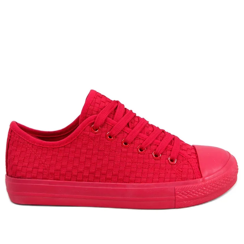 Red single-color sneakers