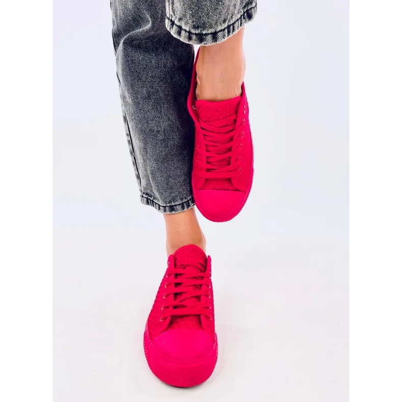 Red single-color sneakers