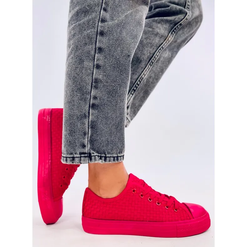 Red single-color sneakers