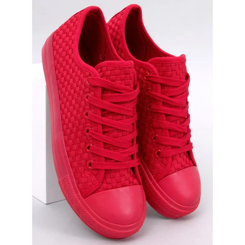 Red single-color sneakers